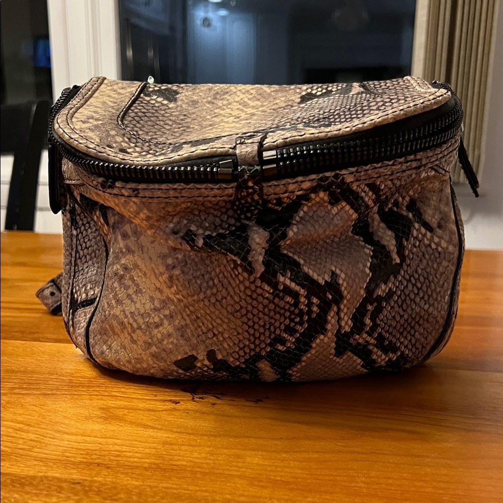 OrYANY Snakeskin Embossed 100%Leather Crossbody – Green & Plum cotton lining